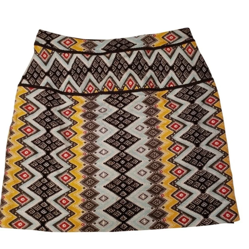 Aztec Print A-Line Mini Skirt With Side Zipper - Picture 1 of 7